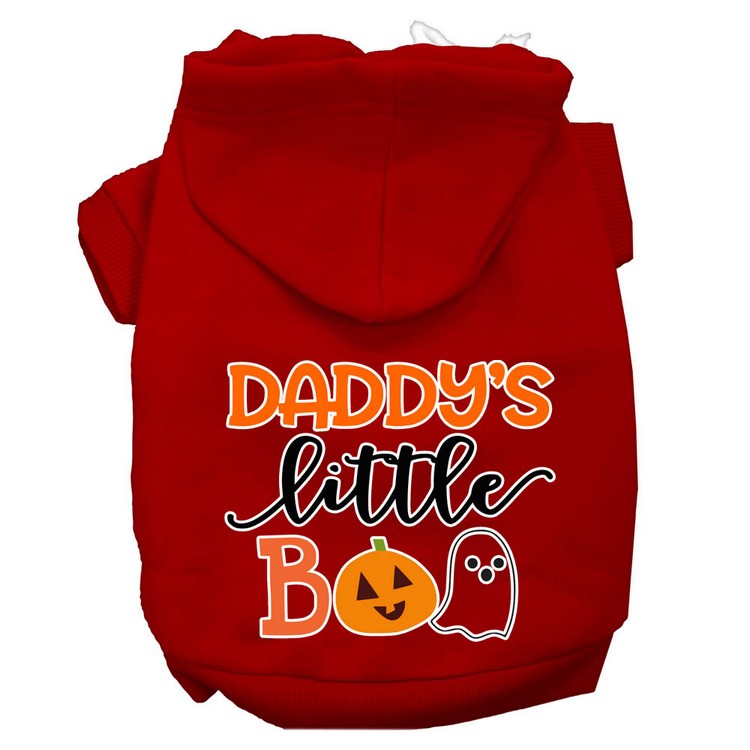 Daddy's Little Boo Screen Print Dog Hoodie Red M